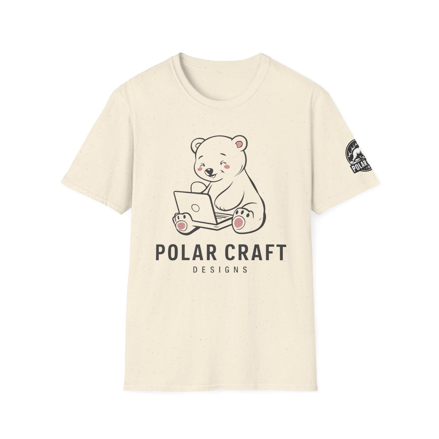 Polar Bear Laptop - Front & Side Prints - Softstyle T-Shirt