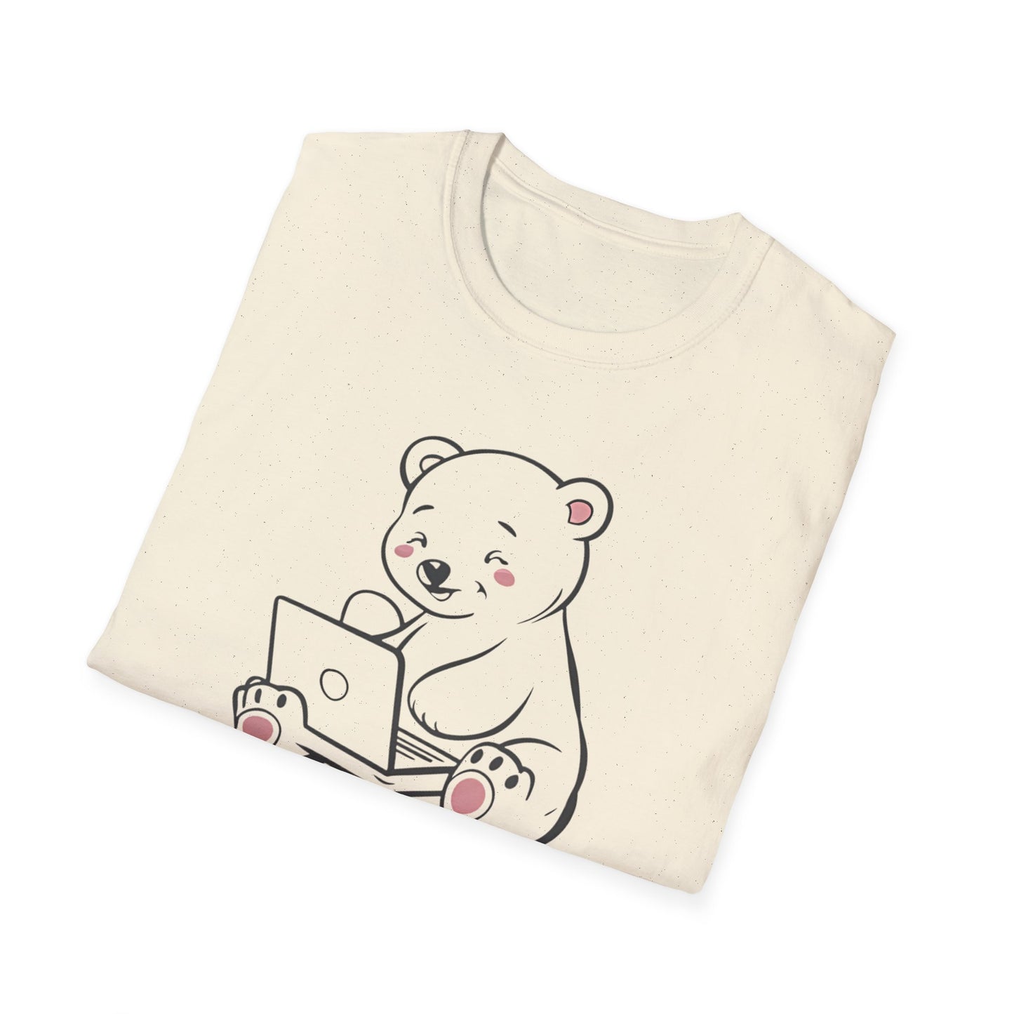 Polar Bear Laptop - Front & Side Prints - Softstyle T-Shirt