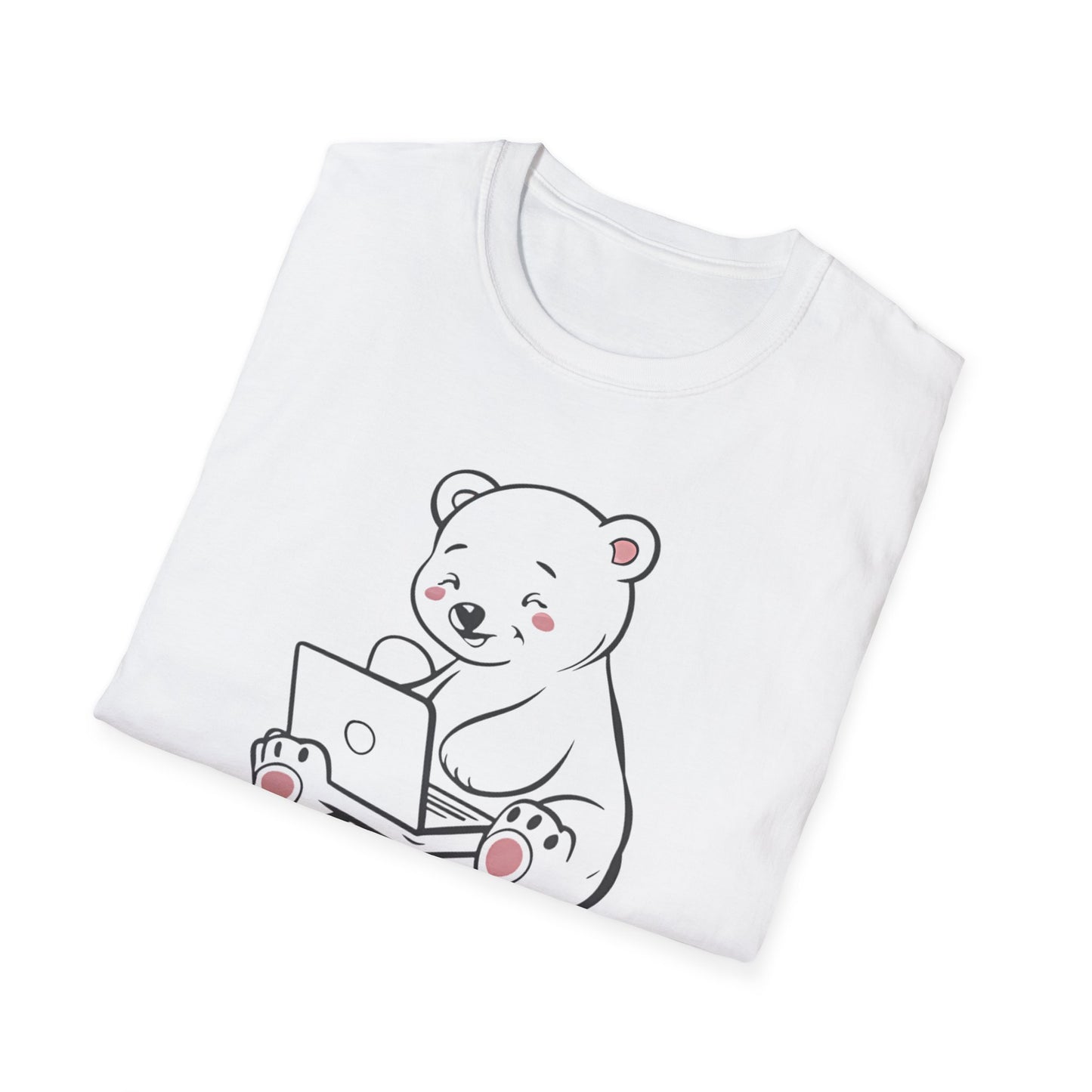 Polar Bear Laptop - Front & Side Prints - Softstyle T-Shirt