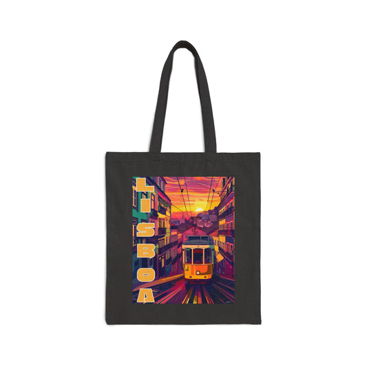 Lisboa Sunset Tram Tote Bag 15x16