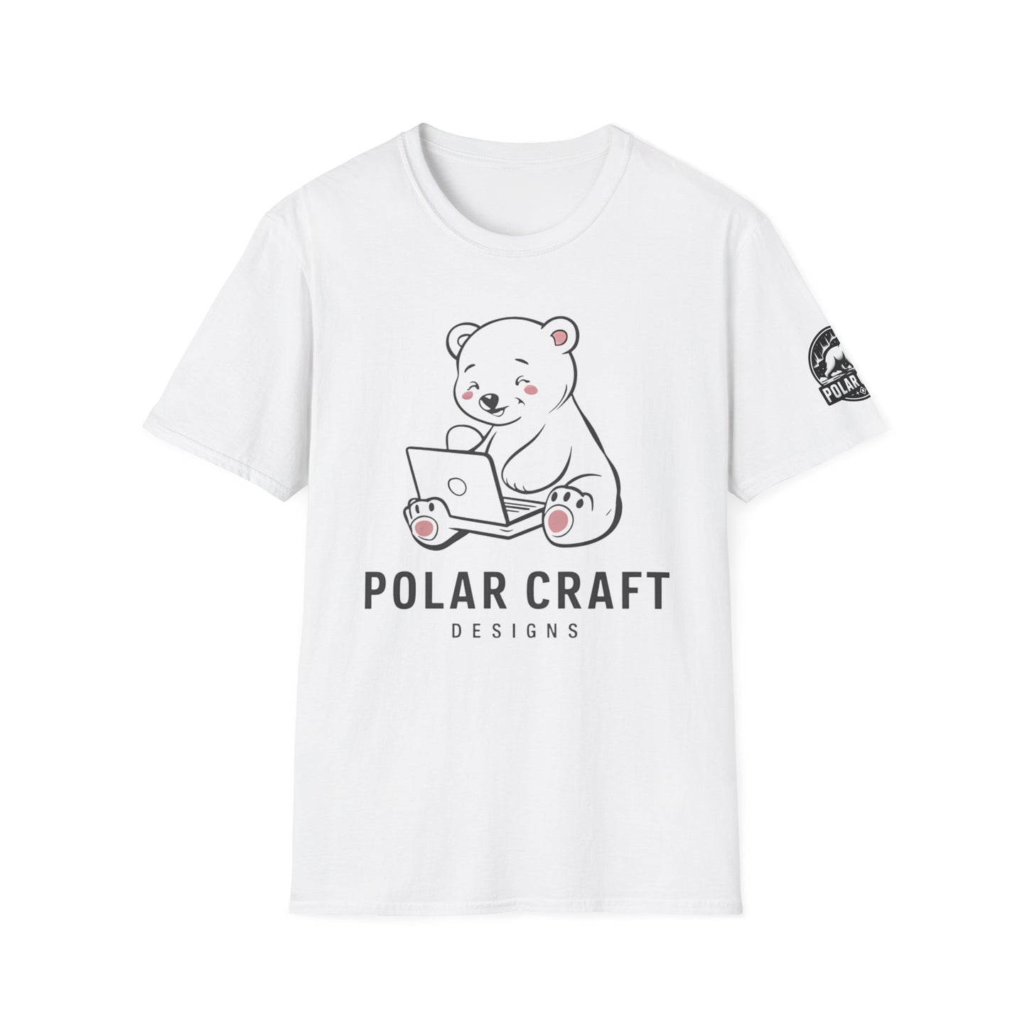 Polar Bear Laptop - Front & Side Prints - Softstyle T-Shirt