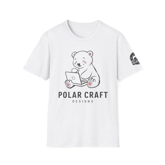 Polar Bear Laptop - Front & Side Prints - Softstyle T-Shirt