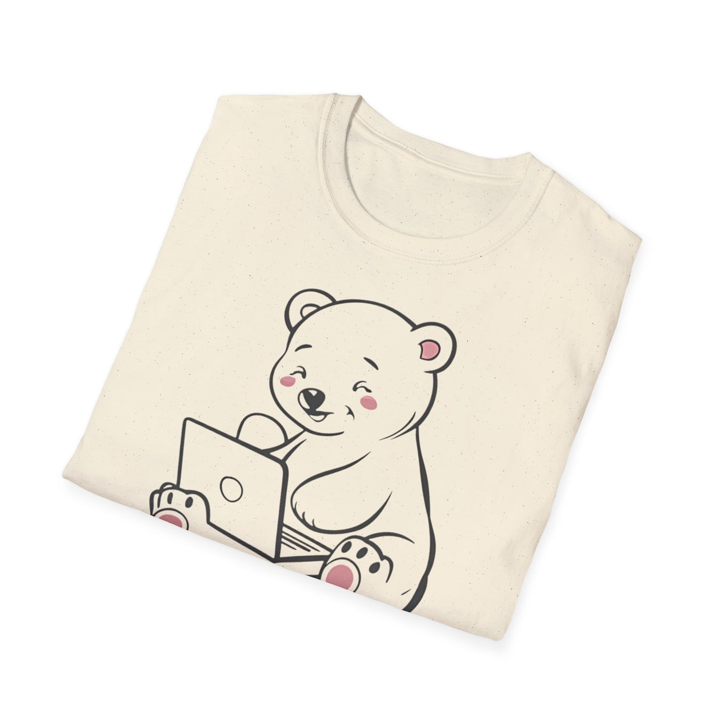 Polar Bear Laptop  - One Sided Print - Softstyle T-Shirt