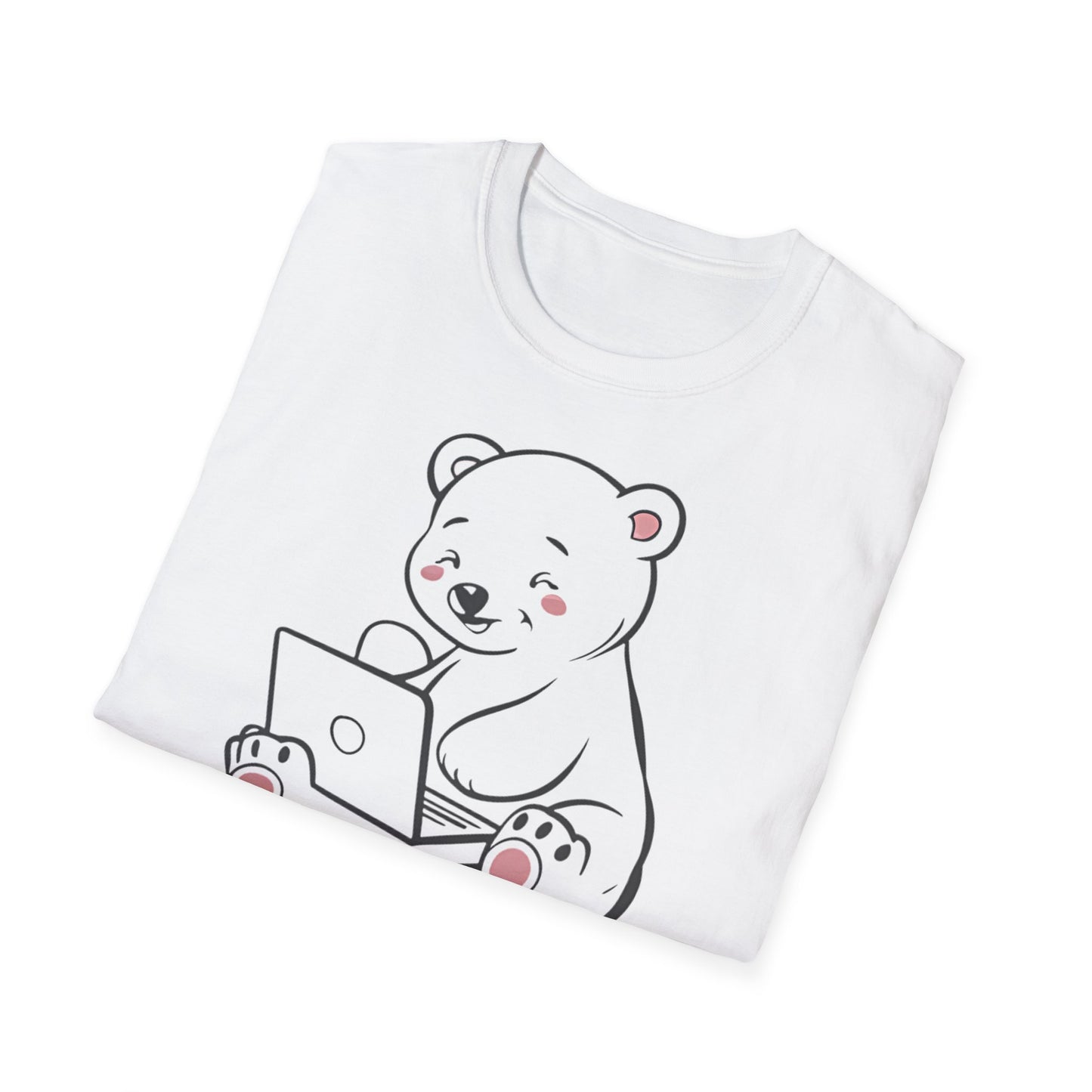 Polar Bear Laptop  - One Sided Print - Softstyle T-Shirt