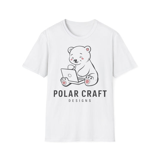 Polar Bear Laptop  - One Sided Print - Softstyle T-Shirt